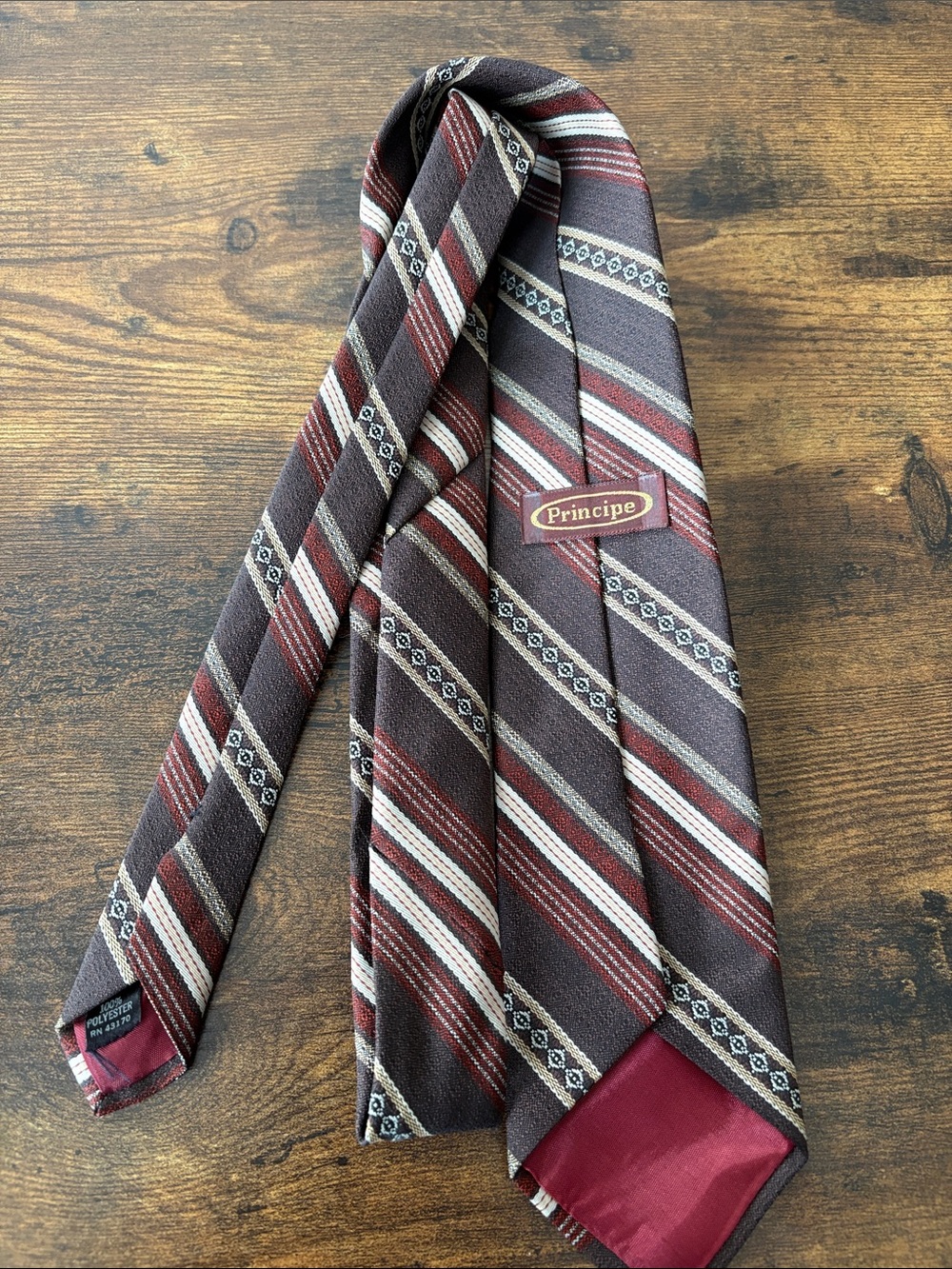 Classic Brown and Red Striped Men's Tie - Unbranded - Picture 2 of 2